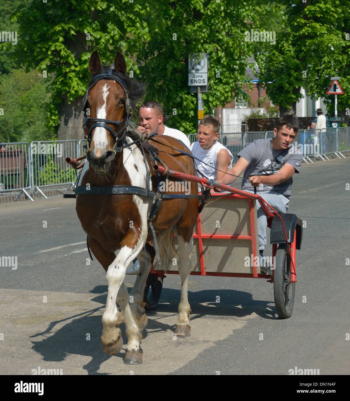 Gypsy travellers. Appleby Horse Fair, June 2013. Appleby-in-Westmorland, Cumbria, England, United Kingdom, Europe. Stock Photo