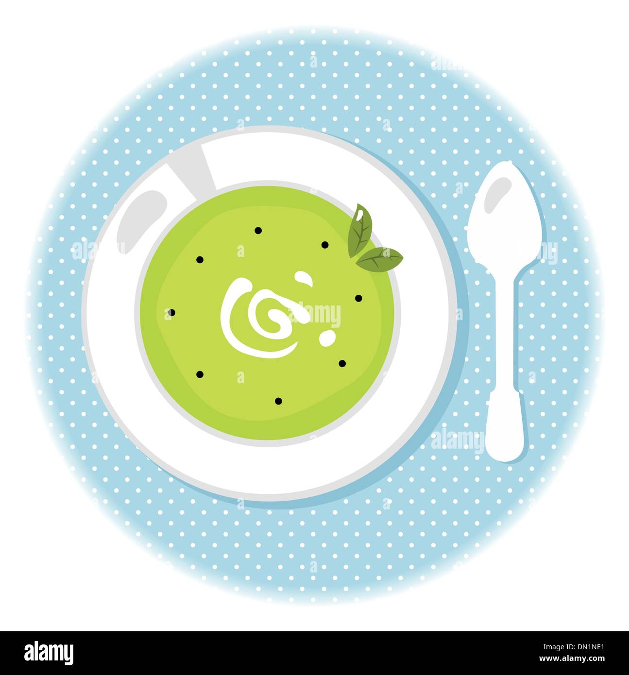 Peas green soup in circle isolated on white Stock Vector