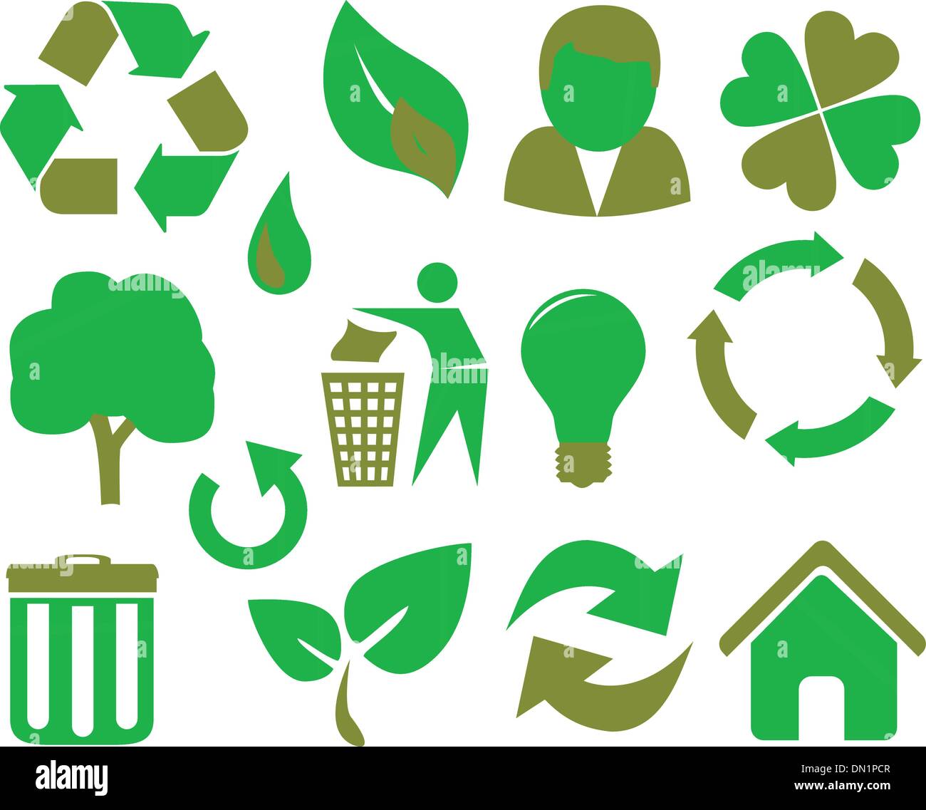 eco icon set green Stock Vector