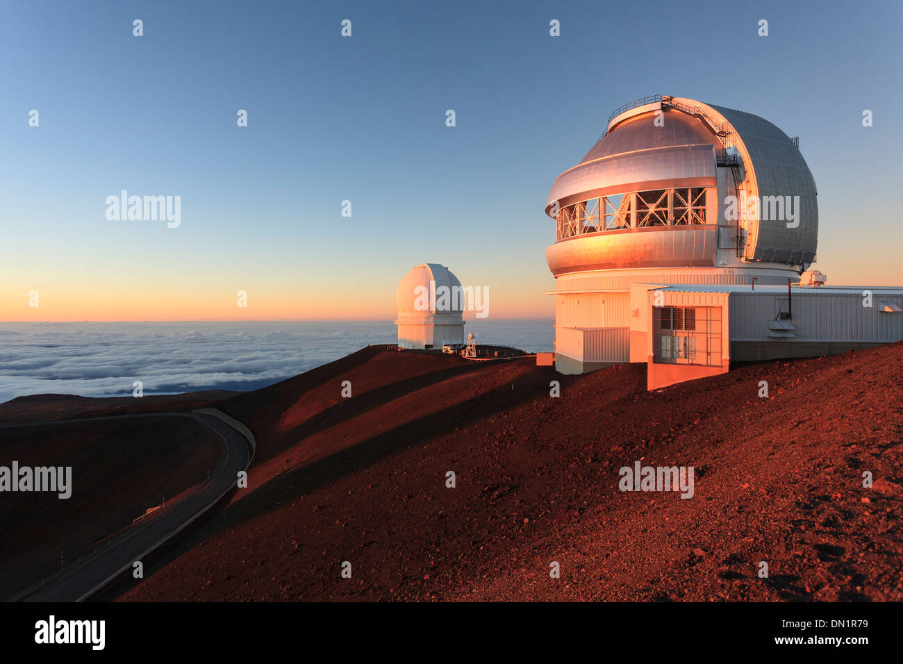 USA, Hawaii, The Big Island, Mauna Kea Observatory (4200m) Stock Photo