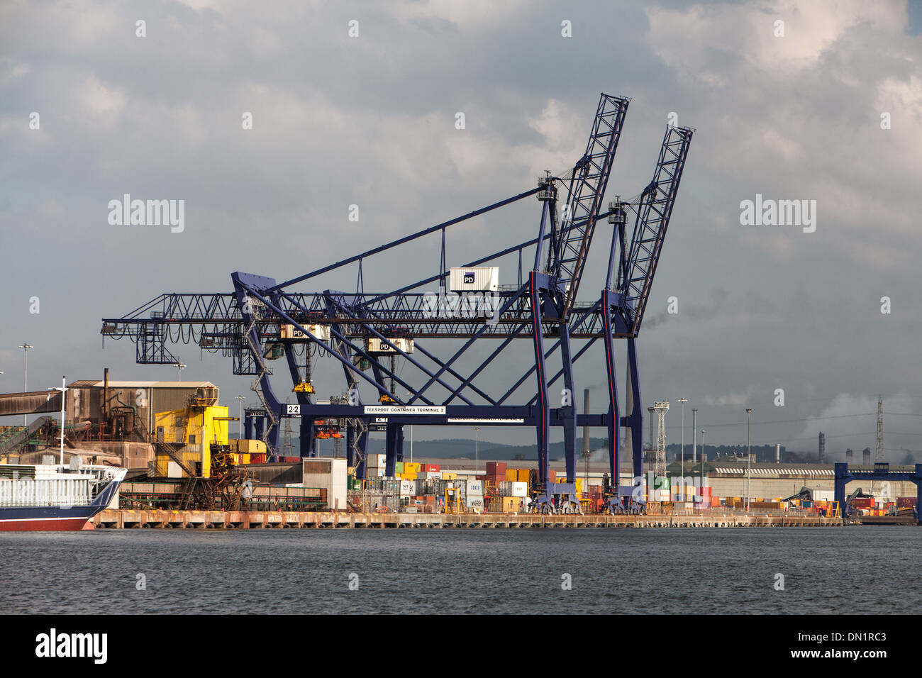 Dockside Cranes, River Tees,Teesside, England Stock Photo