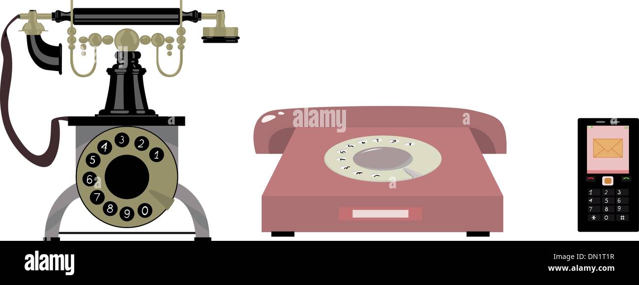 history of the telephone Stock Vector