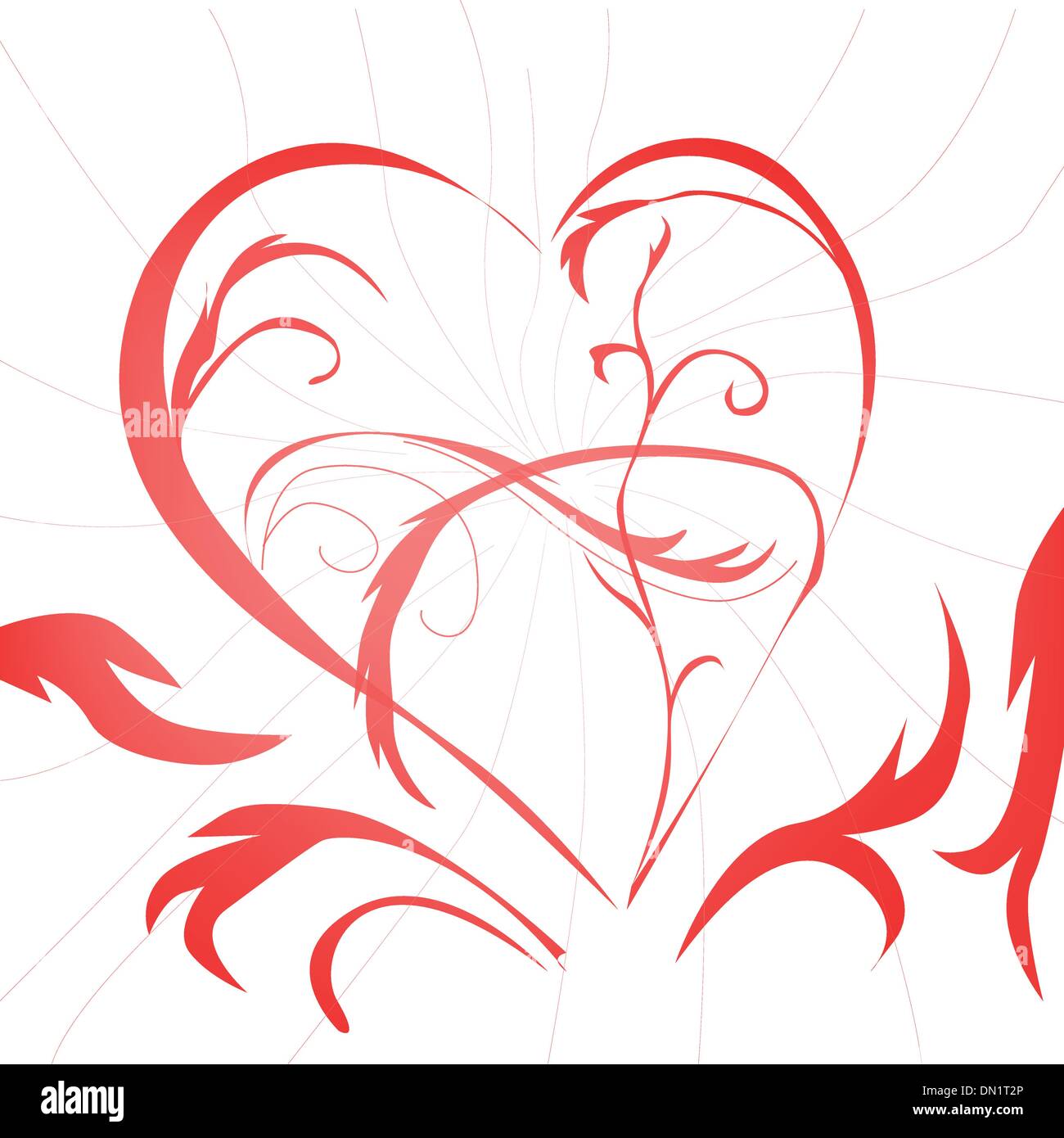 red curl heart Stock Vector