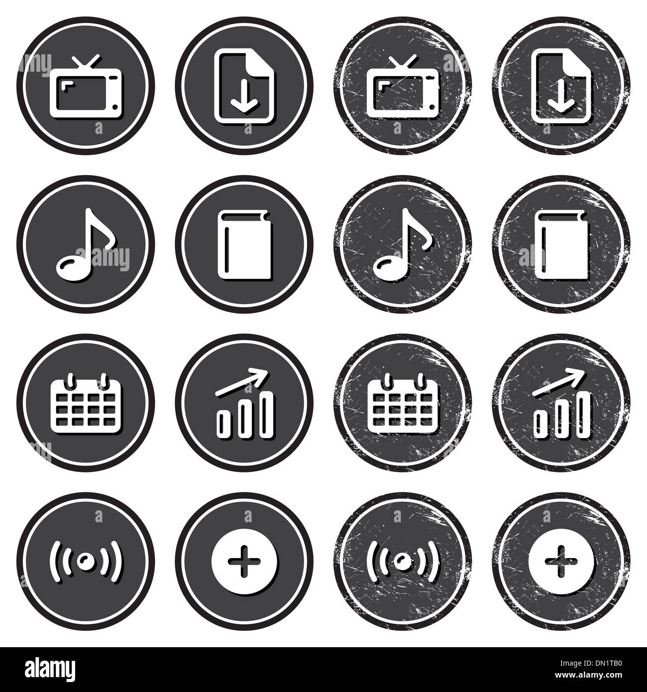 Website navigation icons on retro labels set Stock Vector