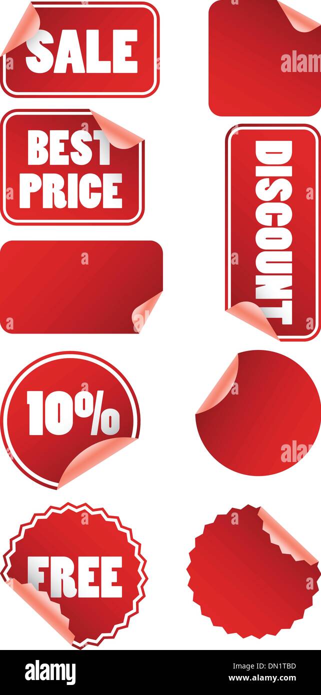 Set of red discount price labels Stock Vector