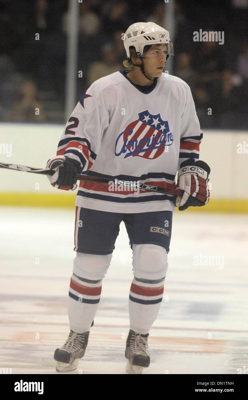 October 13, 2006: AHL - Rochester defender Mike Card (2) takes a moment while playing Binghamton - Binghamton Senators at Rochester Americans at The Blue Cross Arena in Rochester, New York. Rochester defeated Binghamton in a shootout.(Credit Image: © Alan Schwartz/Cal Sport Media) Stock Photo