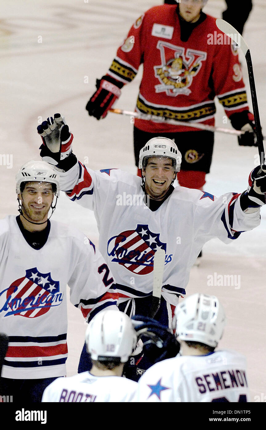 October 13, 2006: AHL - Rochester celebrates after they tie the game up while playing Binghamton - Binghamton Senators at Rochester Americans at The Blue Cross Arena in Rochester, New York. Rochester defeated Binghamton in a shootout.(Credit Image: © Alan Schwartz/Cal Sport Media) Stock Photo
