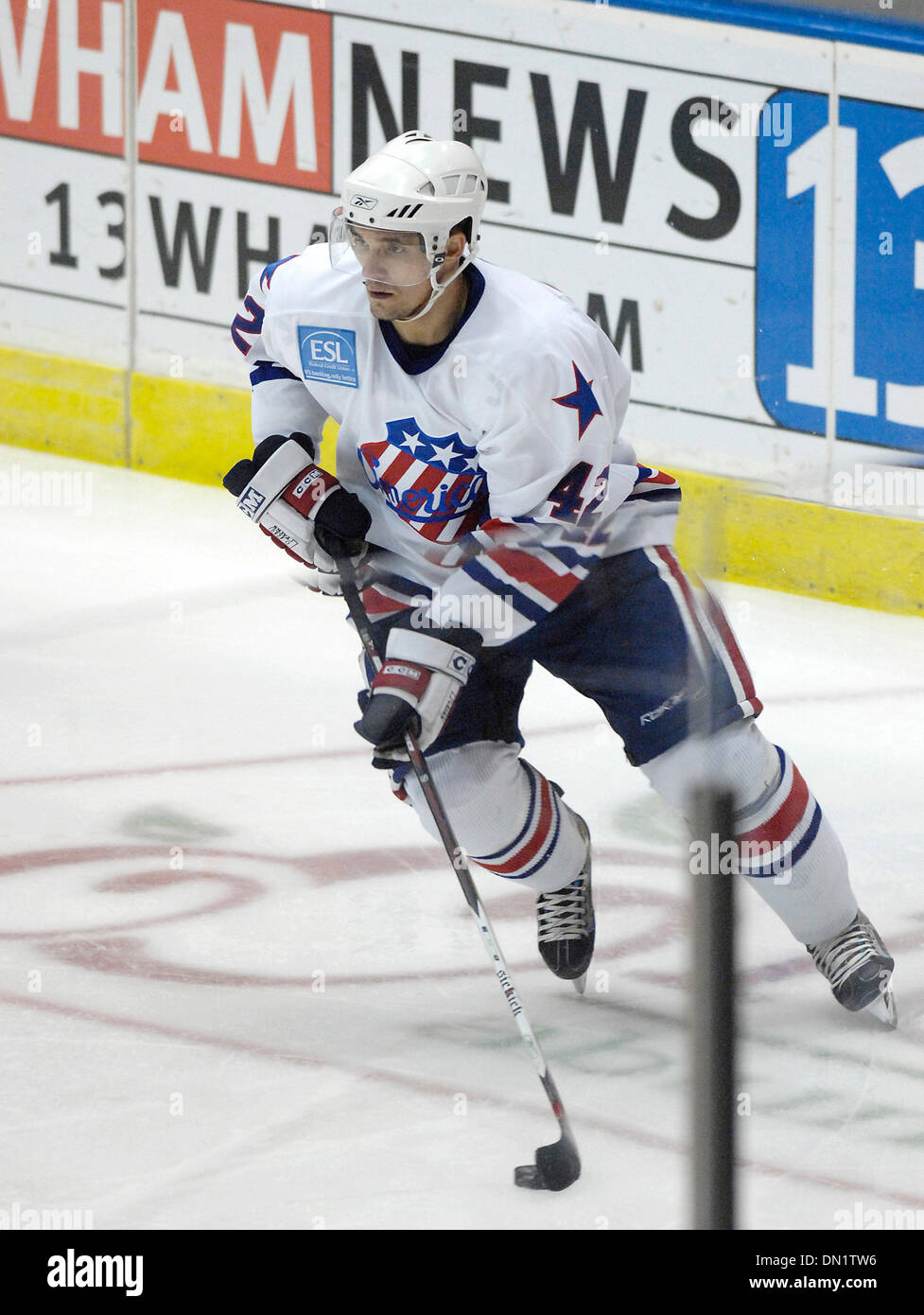 November 17, 2006: AHL - Rochester defenseman Andrej Sekera #42 in action against Manitoba. The Manitoba Canucks at Rochester Americans at the Blue Cross Arena at the War Memorial Auditorium. Rochester defeated Manitoba 4 to 3 in OT.(Credit Image: © Alan Schwartz/Cal Sport Media) Stock Photo