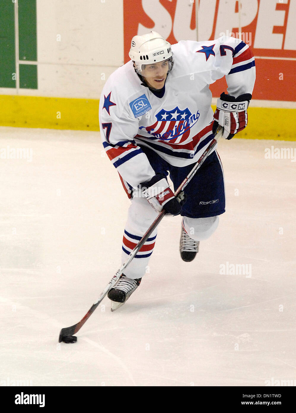 November 17, 2006: AHL - Rochester center Drew Larman #7 in action against Manitoba. The Manitoba Canucks at Rochester Americans at the Blue Cross Arena at the War Memorial Auditorium. Rochester defeated Manitoba 4 to 3 in OT.(Credit Image: © Alan Schwartz/Cal Sport Media) Stock Photo
