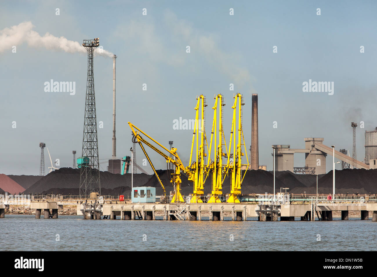 Industrial Shipping Terminals, River Tees,Teesside, England Stock Photo