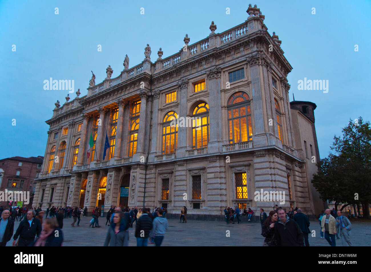 Palazzo Madama houses Museo Civico d'Arte Antica archeological museum Piazza Castello central Turin Piedmont Italy Europe Stock Photo