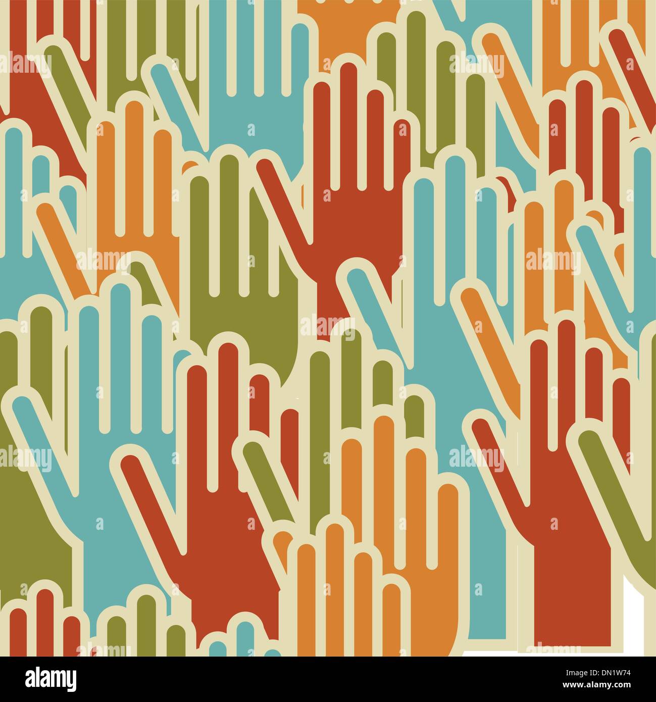 Diversity hands up seamless pattern Stock Vector