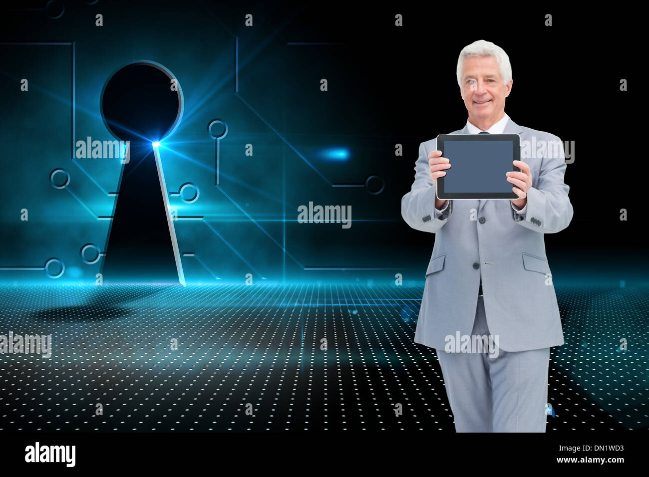 Composite image of boss showing a touch pad screen Stock Photo Alamy