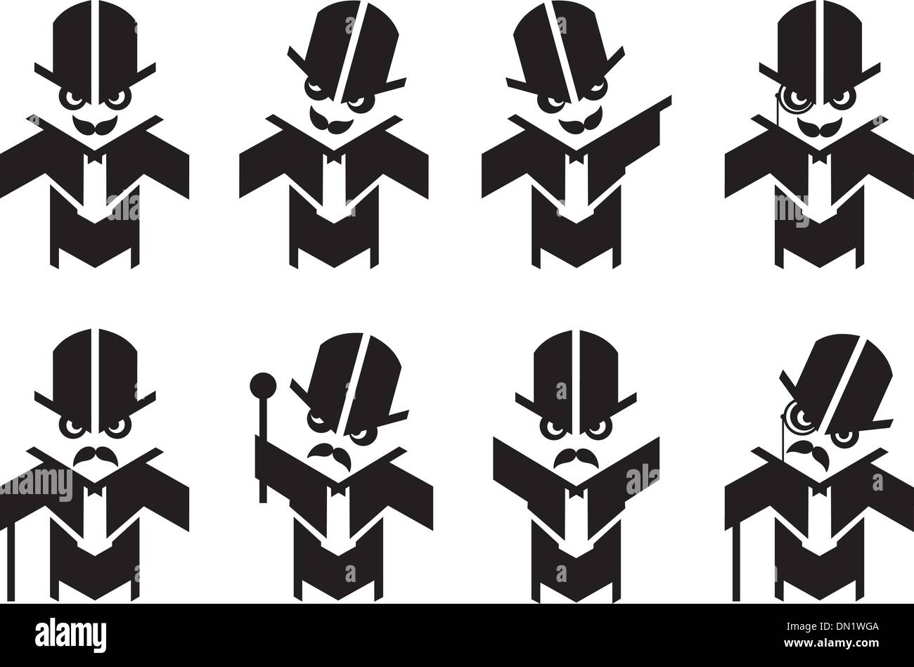 Old-fashioned Gent Mascot Humor Set Stock Vector