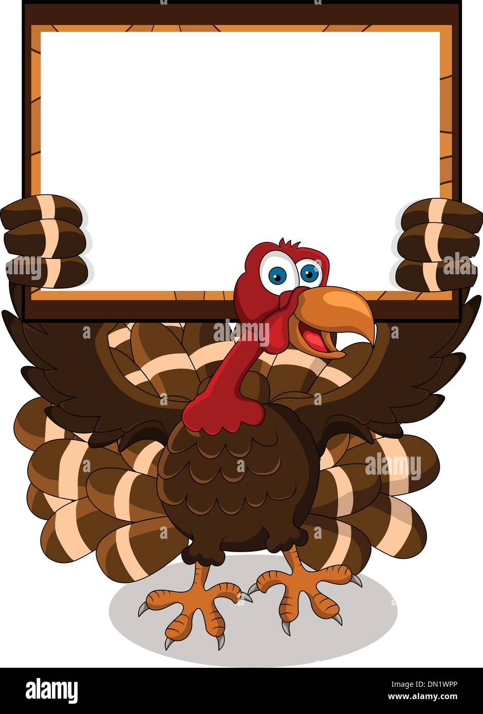 turkey cartoon with blank board Stock Vector