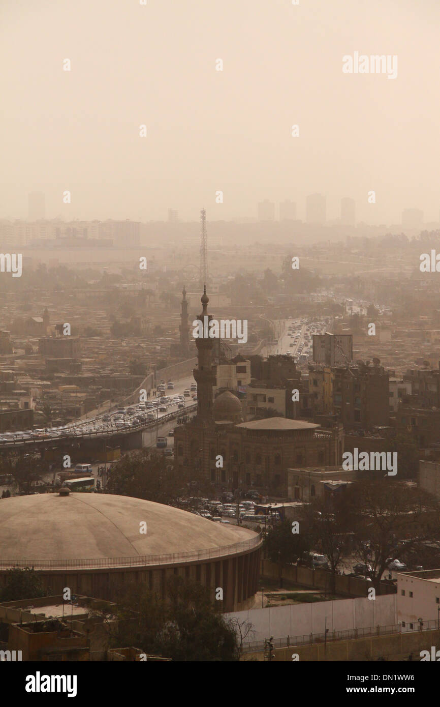 Cairo Dust Storm - Old city Stock Photo