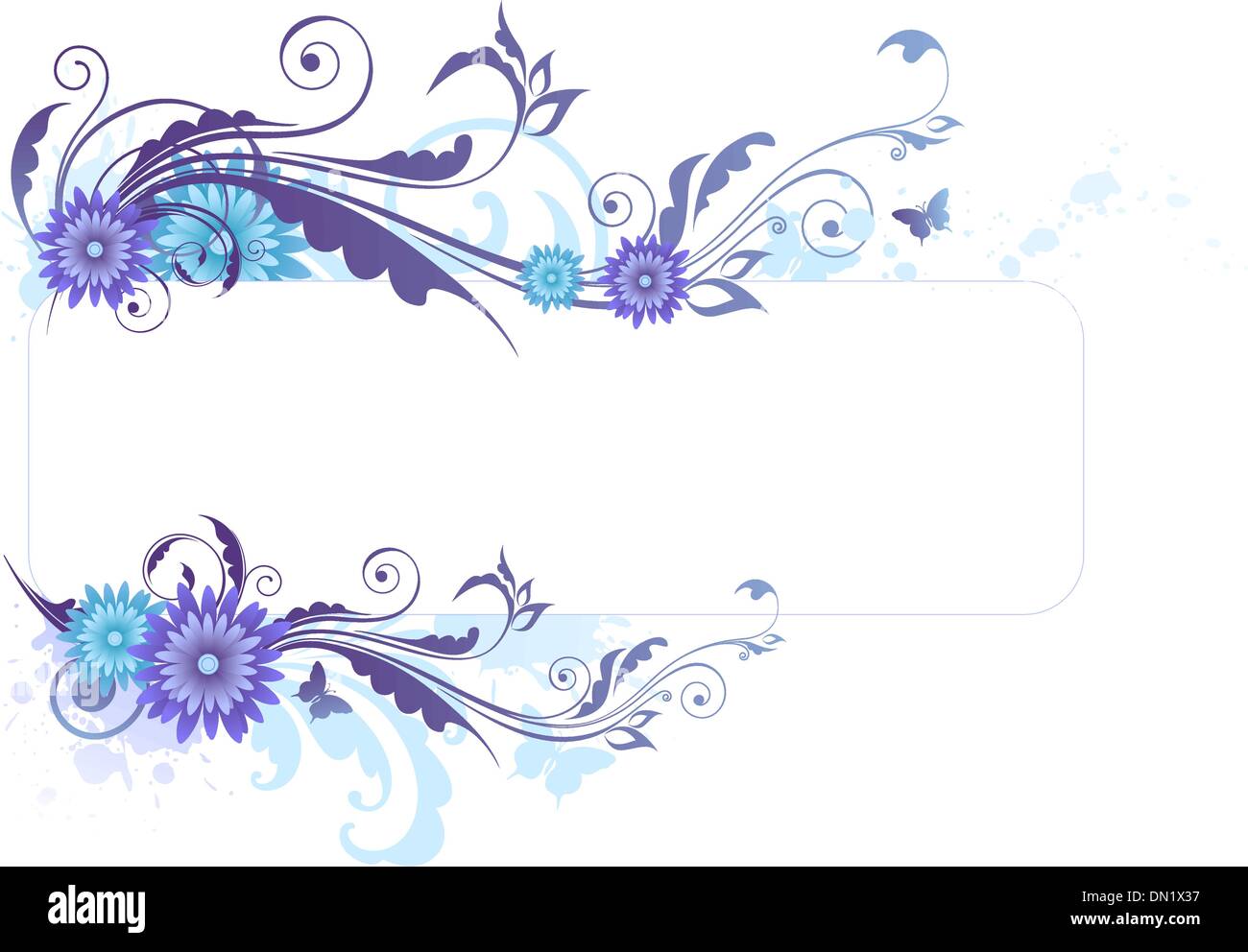 Floral background with  blue flowers Stock Vector
