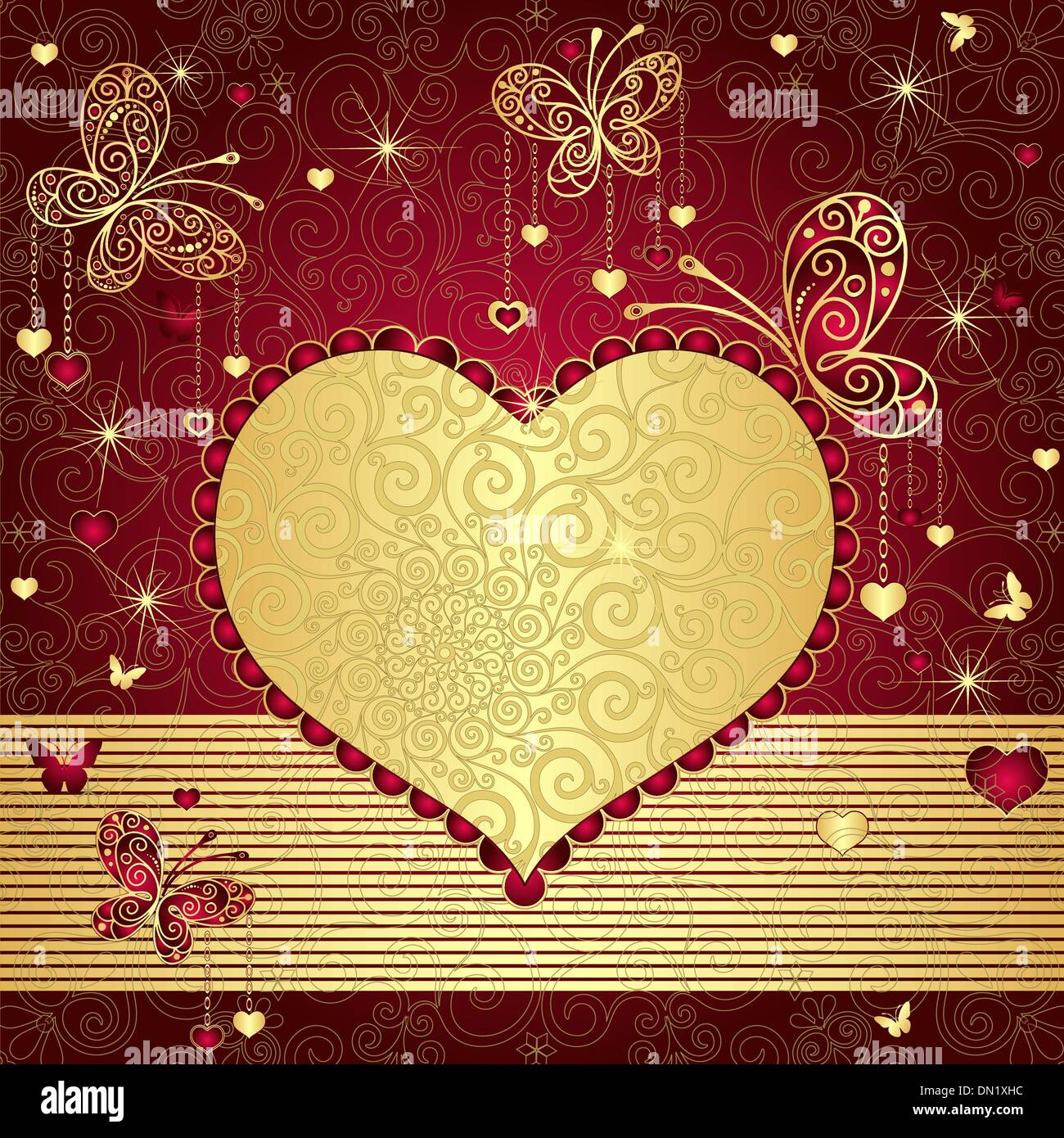 Gold and red valentine frame Stock Vector Image & Art Alamy