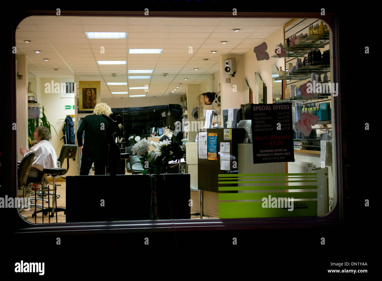 Hairdressers window,salon, hair, interior, shop, chair, modern, store