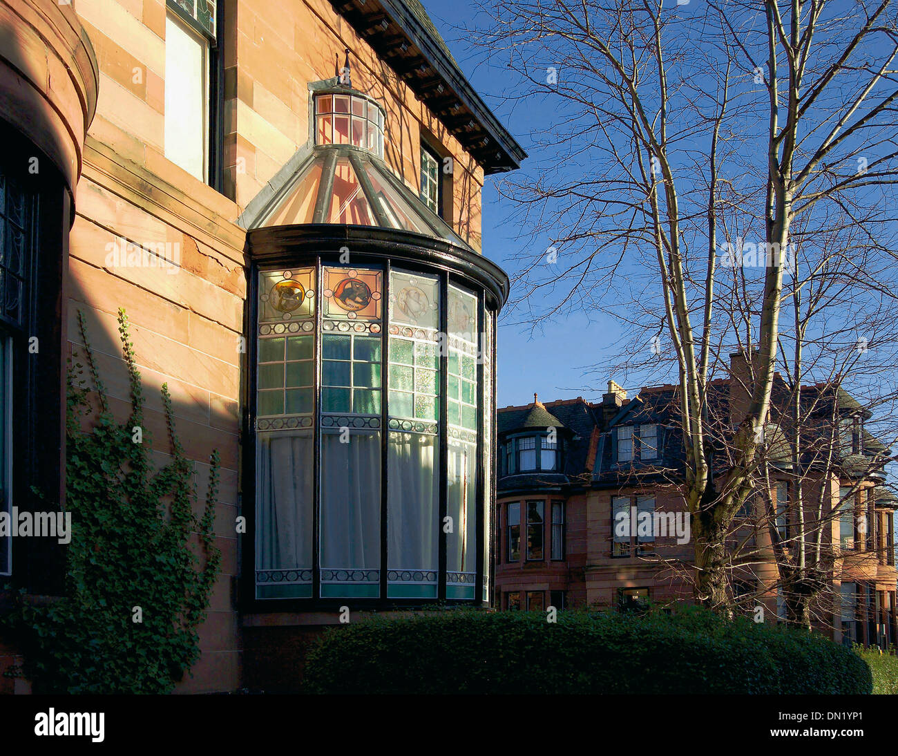 Dowanhill west end Glasgow with elaborate victorian bay window and