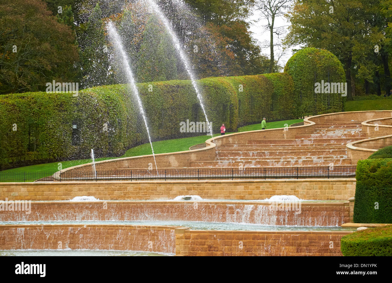 Water fountains at Alnwick Garden, Northumberland, England, UK Stock