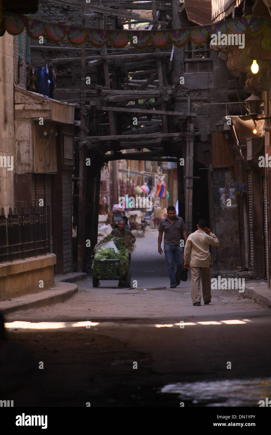 Alleyway - Egyptian Morning . old city  By the walls of Cairo Stock Photo