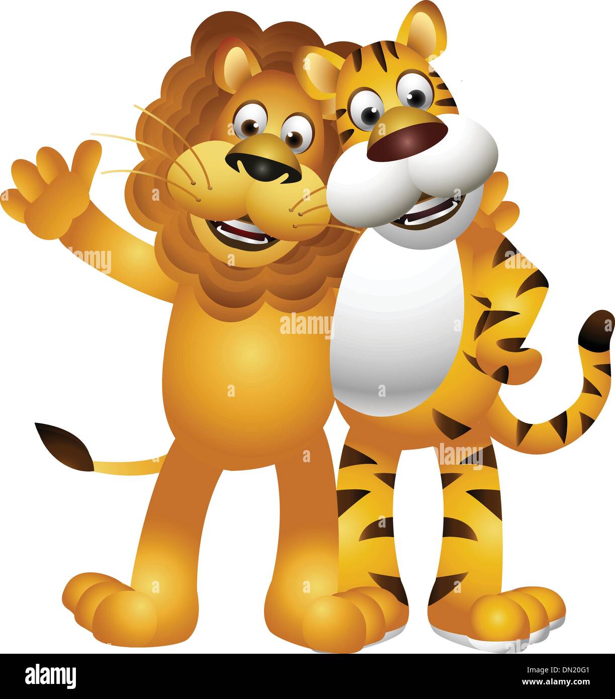 happy lion and tiger cartoon Stock Vector Image & Art - Alamy