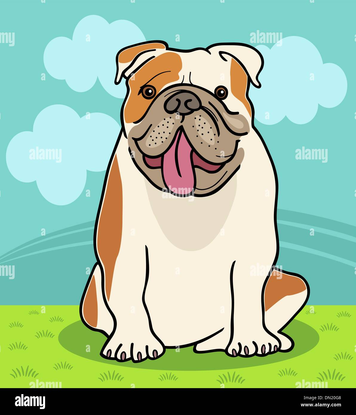 english bulldog dog cartoon illustration Stock Vector