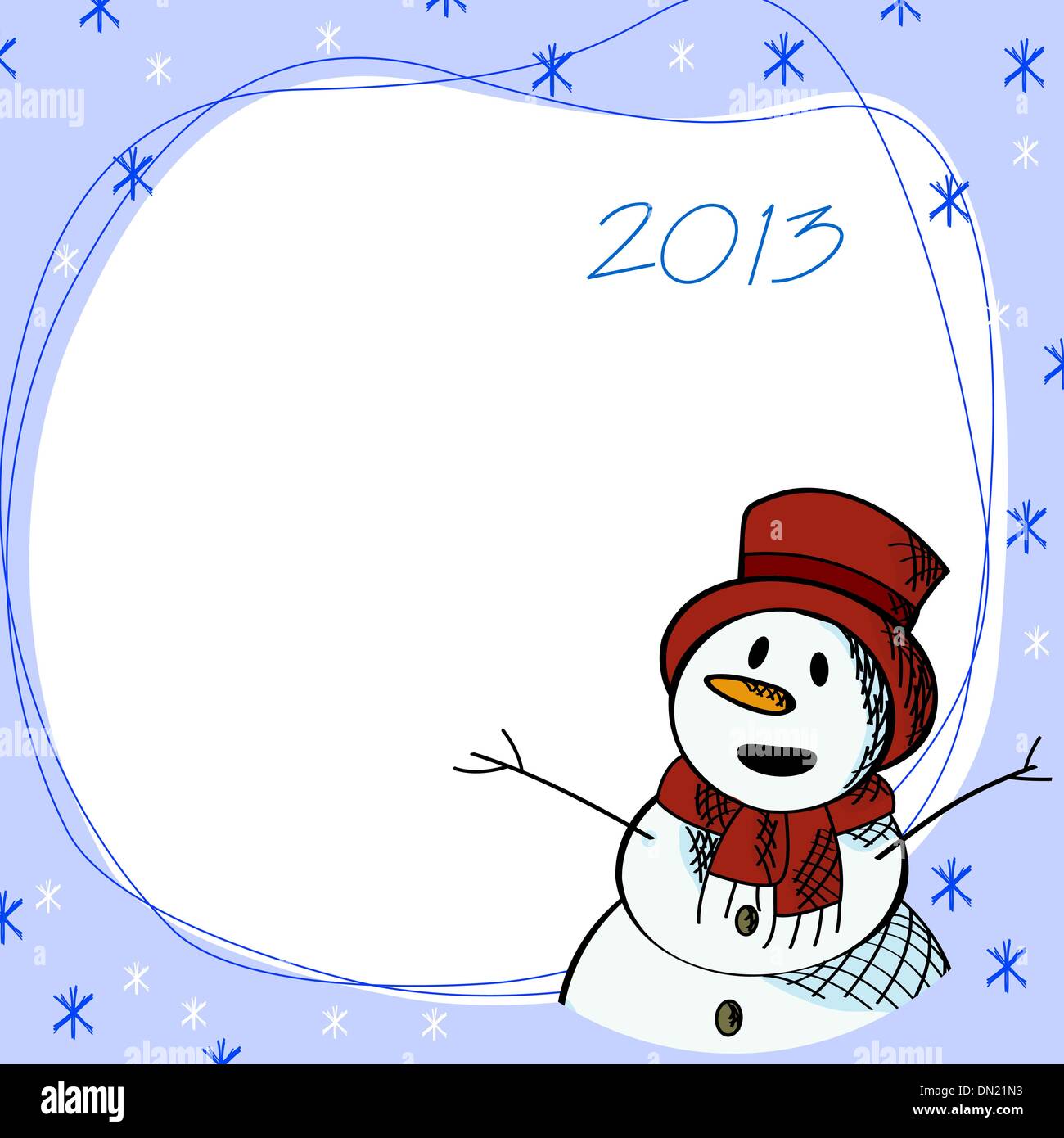 February 2013 snow man calendar Stock Vector