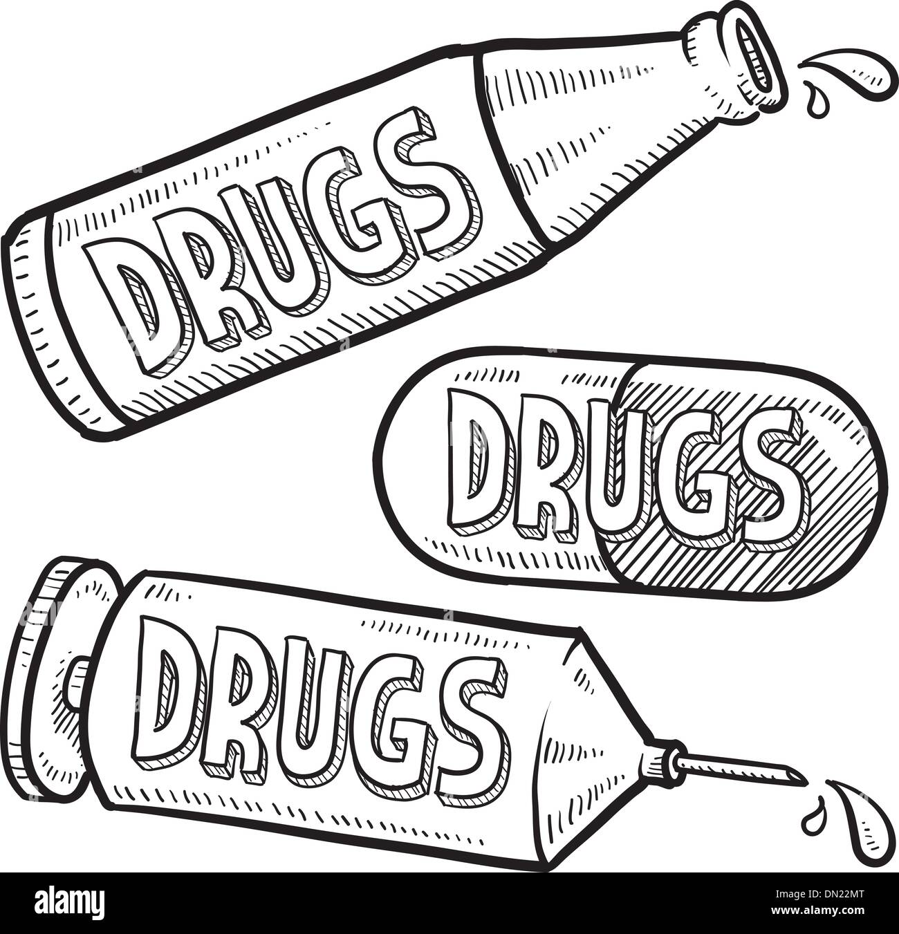drugs - Hand drawings on white - Stock Illustration [14735509] - PIXTA