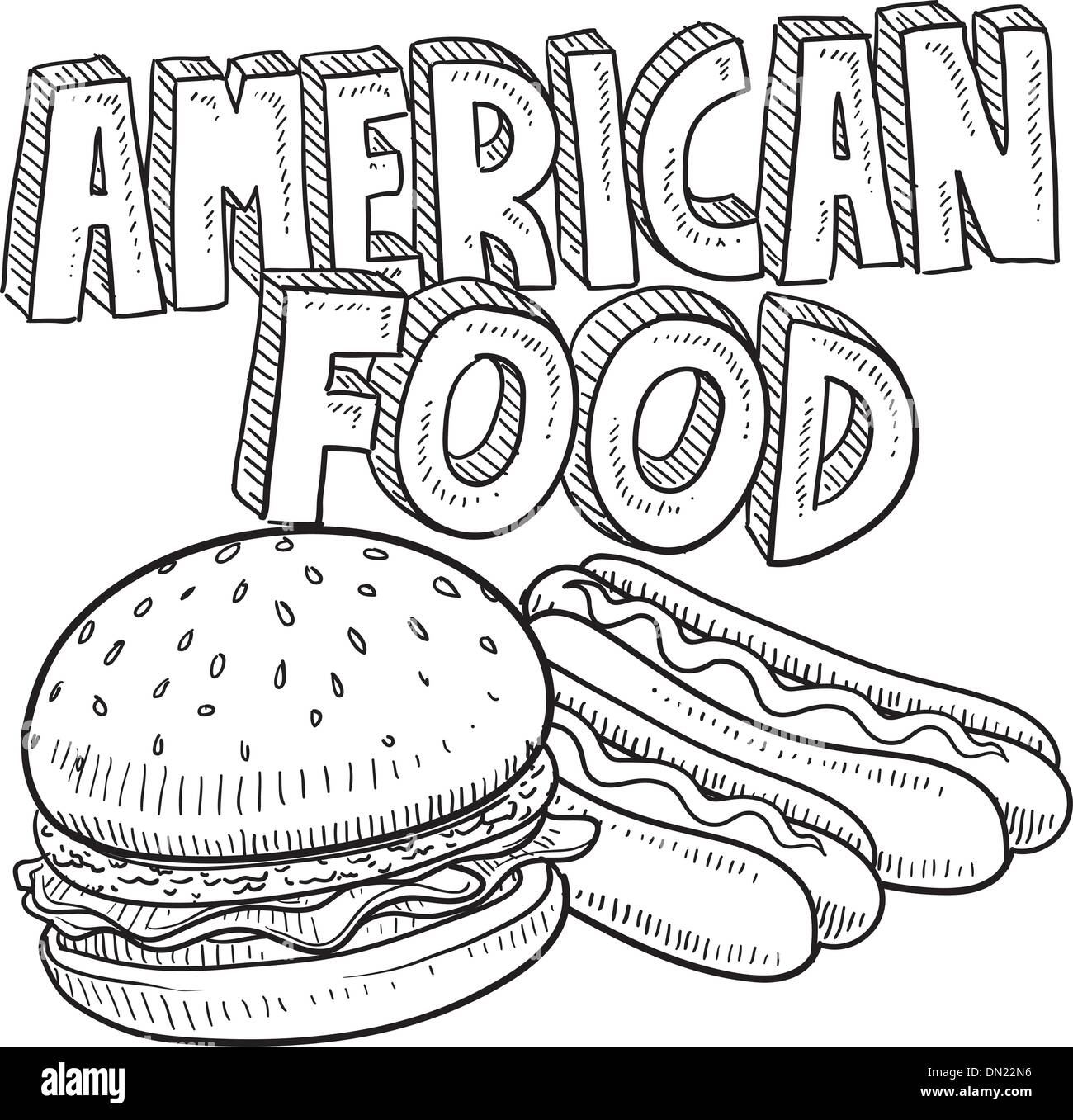 American food sketch Stock Vector