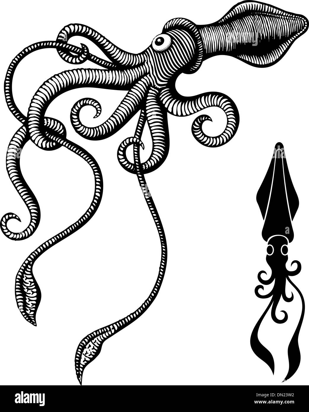 Monster squid Stock Vector