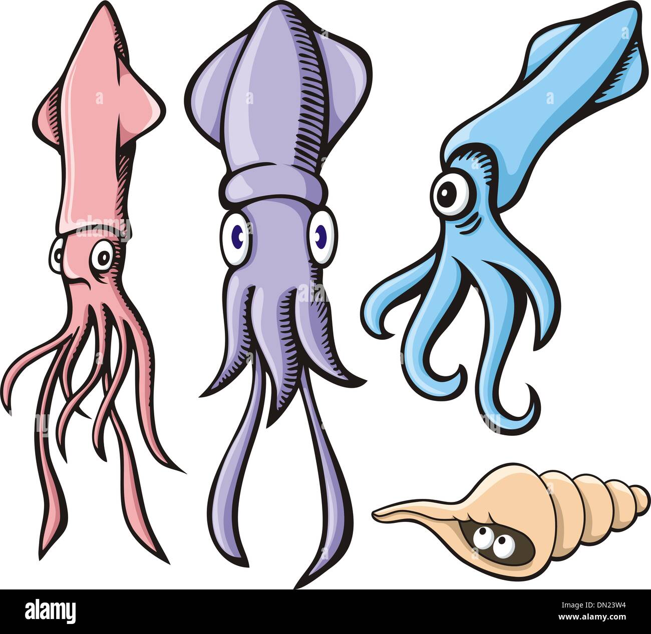 Squid cartoons Stock Vector