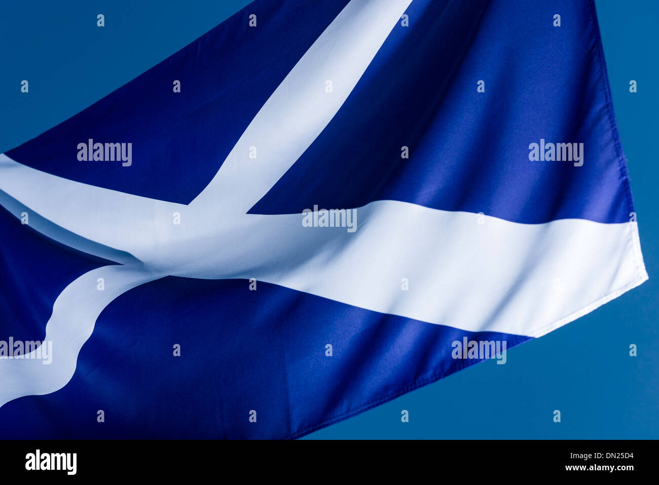 The Flag of Scotland, also known as the Cross of Saint Andrew, or Saltire. Stock Photo