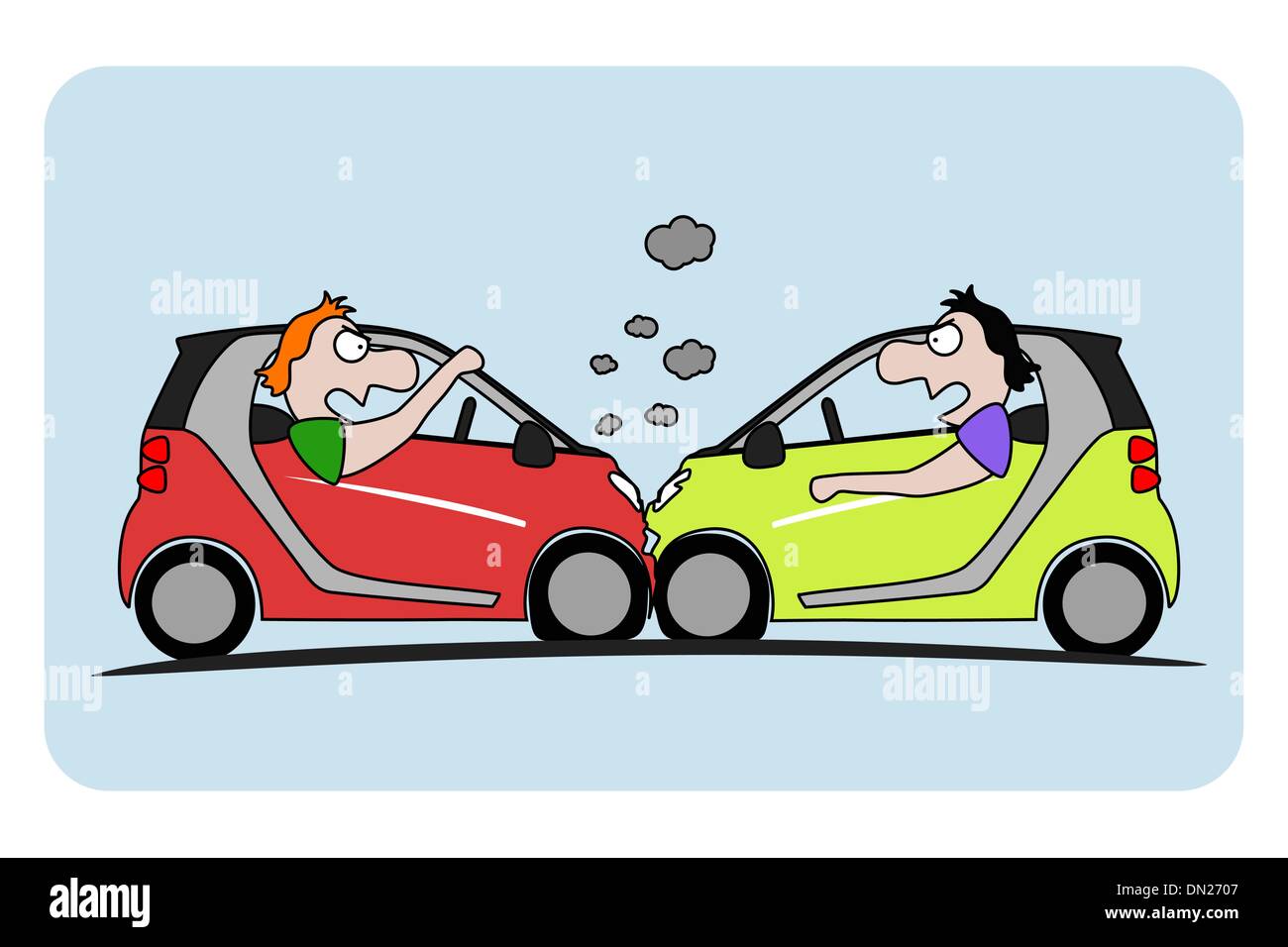 Premium Vector  Illustration showing car crash with two people standing  near the cars