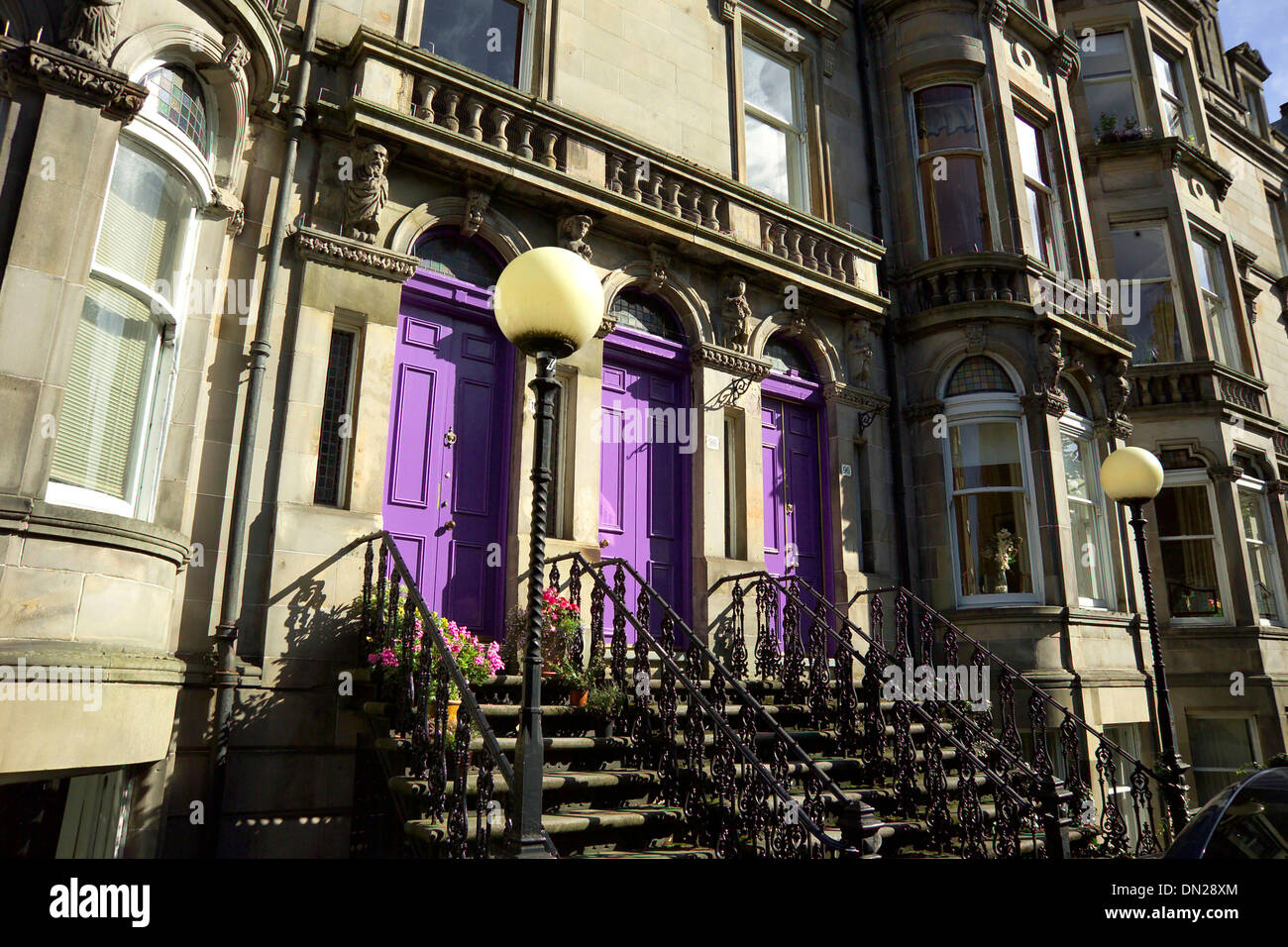 appartments of high quality tenements at queens park glasgow with fine bay windows Stock Photo