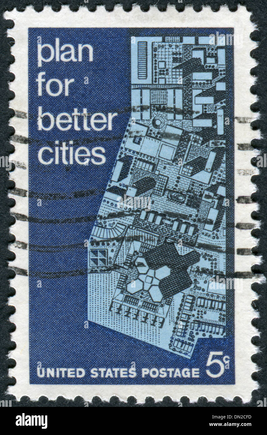 Postage stamp printed in the USA, is dedicated to the Conference of the