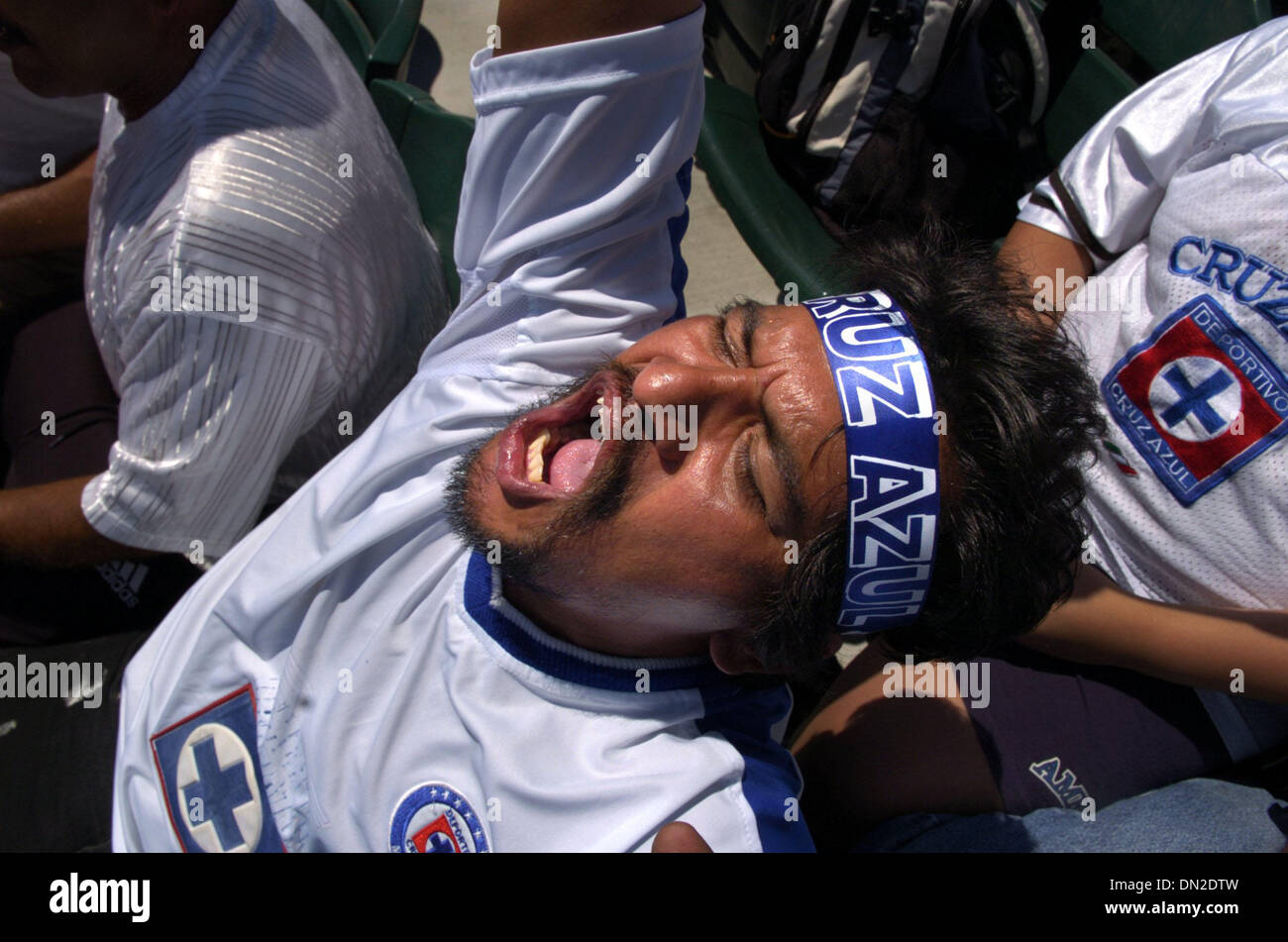 Jul 30, 2006; Sacramento, USA; SAUL HERNANDEZ, of Manteca, lets out a Cruz Azul yell during the pre-game activities at the Copa Tecate 2006 at Raley Field in West Sacramento on Sunday, July 30, 2006. Mandatory Credit: Photo by Hector Amezcua/Sacramento Bee/ZUMA Press. (©) Copyright 2006 by Sacramento Bee Stock Photo