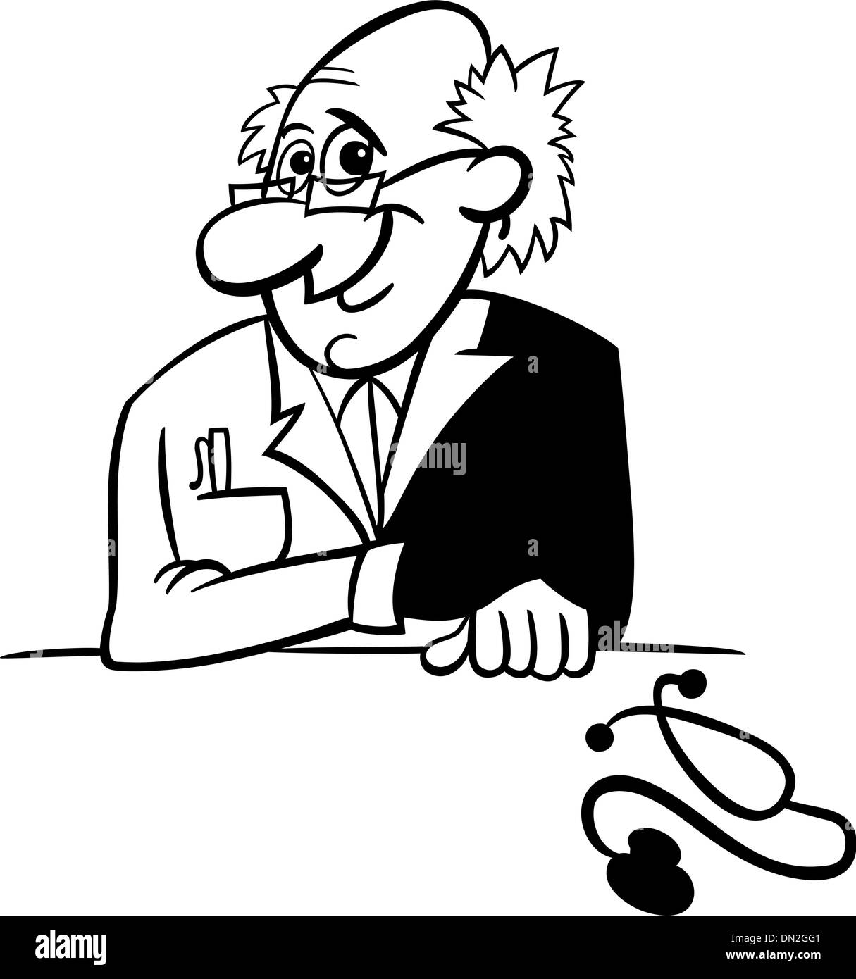Doctor stethoscope cartoon illustration Black and White Stock Photos ...