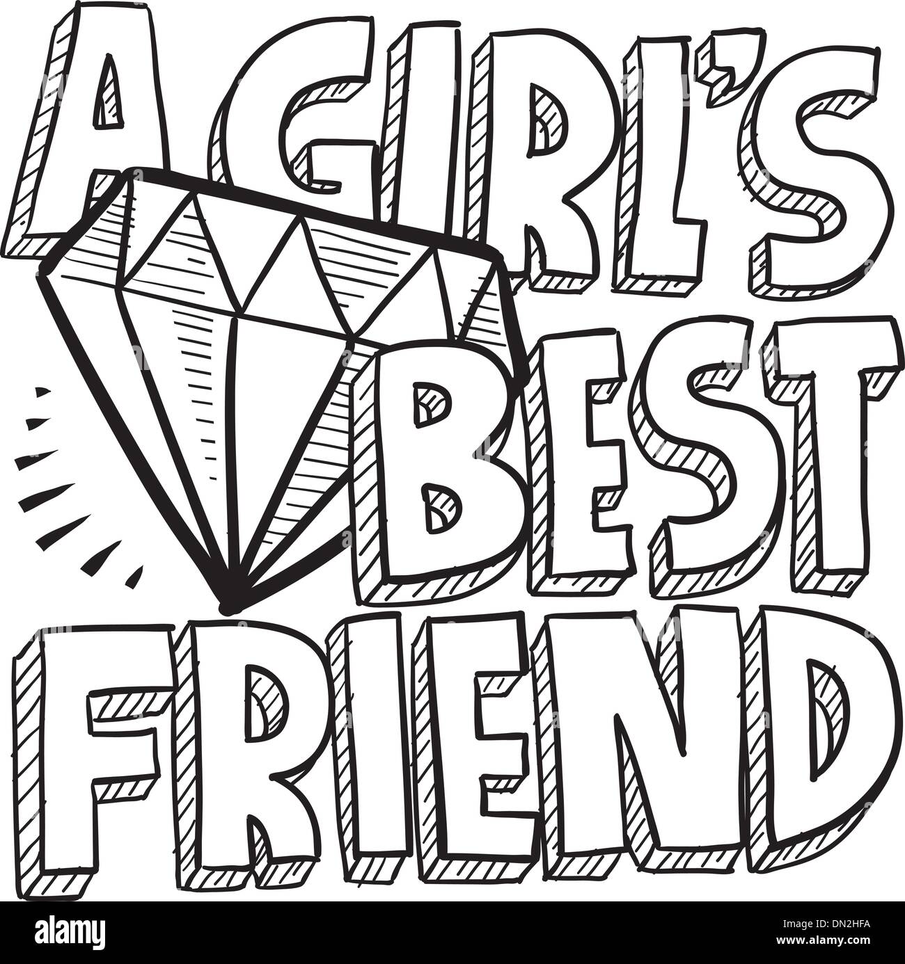 Diamonds are a girl's best friend sketch Stock Vector