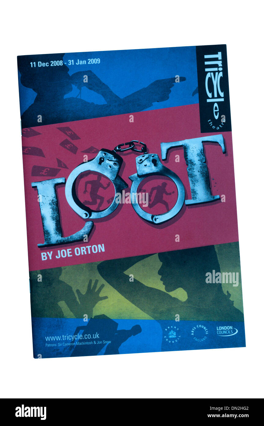 Programme for the 2008 production of Loot by Joe Orton at the Tricycle Theatre. Stock Photo