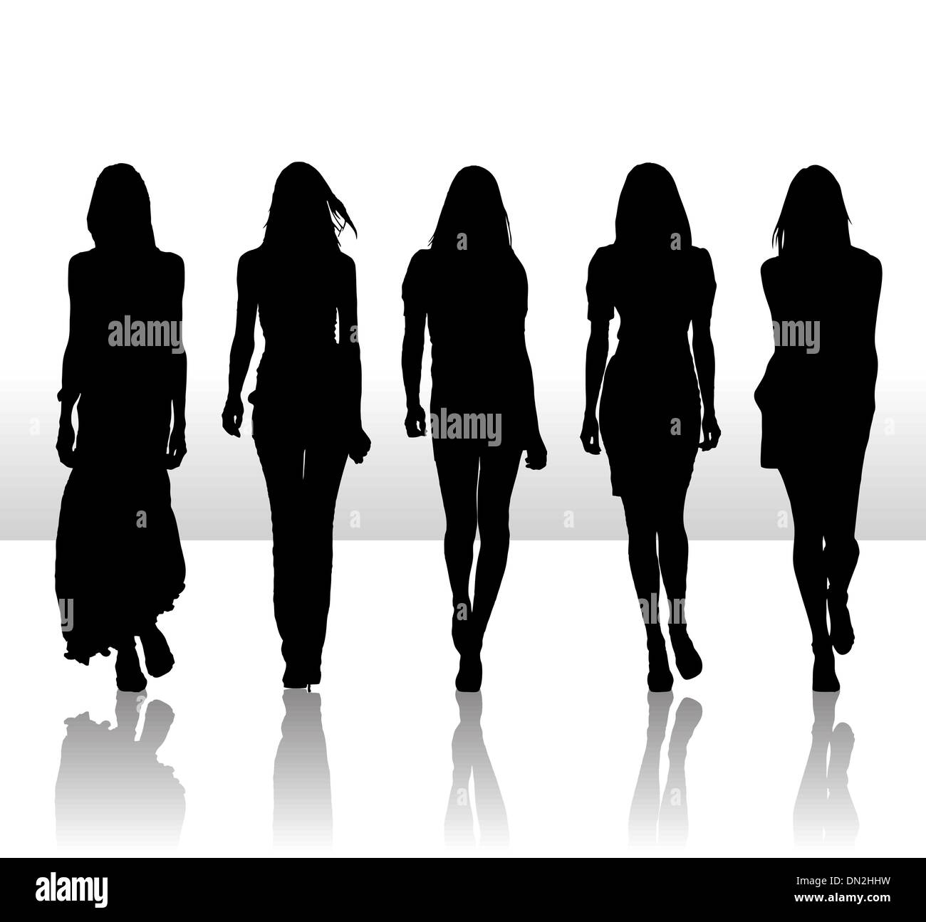 Vector illustration of isolated fashion girls set silhouette icon Stock ...