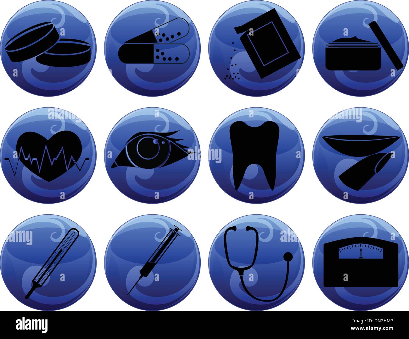 medical icons on buttons Stock Vector