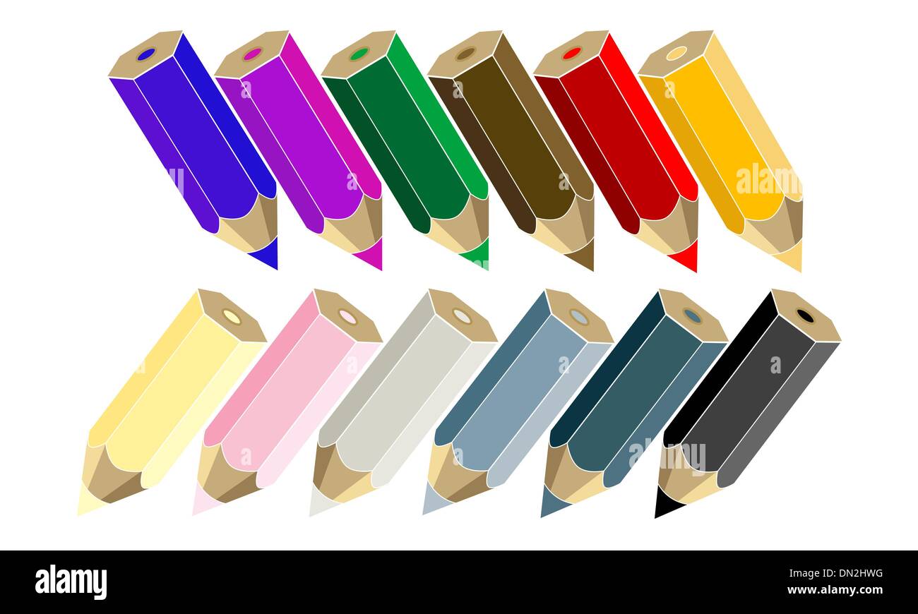 Graphite and colored pencils Stock Vector Images Alamy