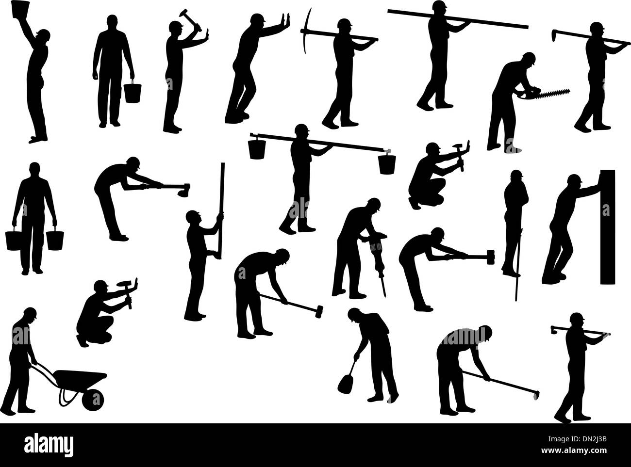 Construction workers silhouette Black and White Stock Photos & Images Alamy