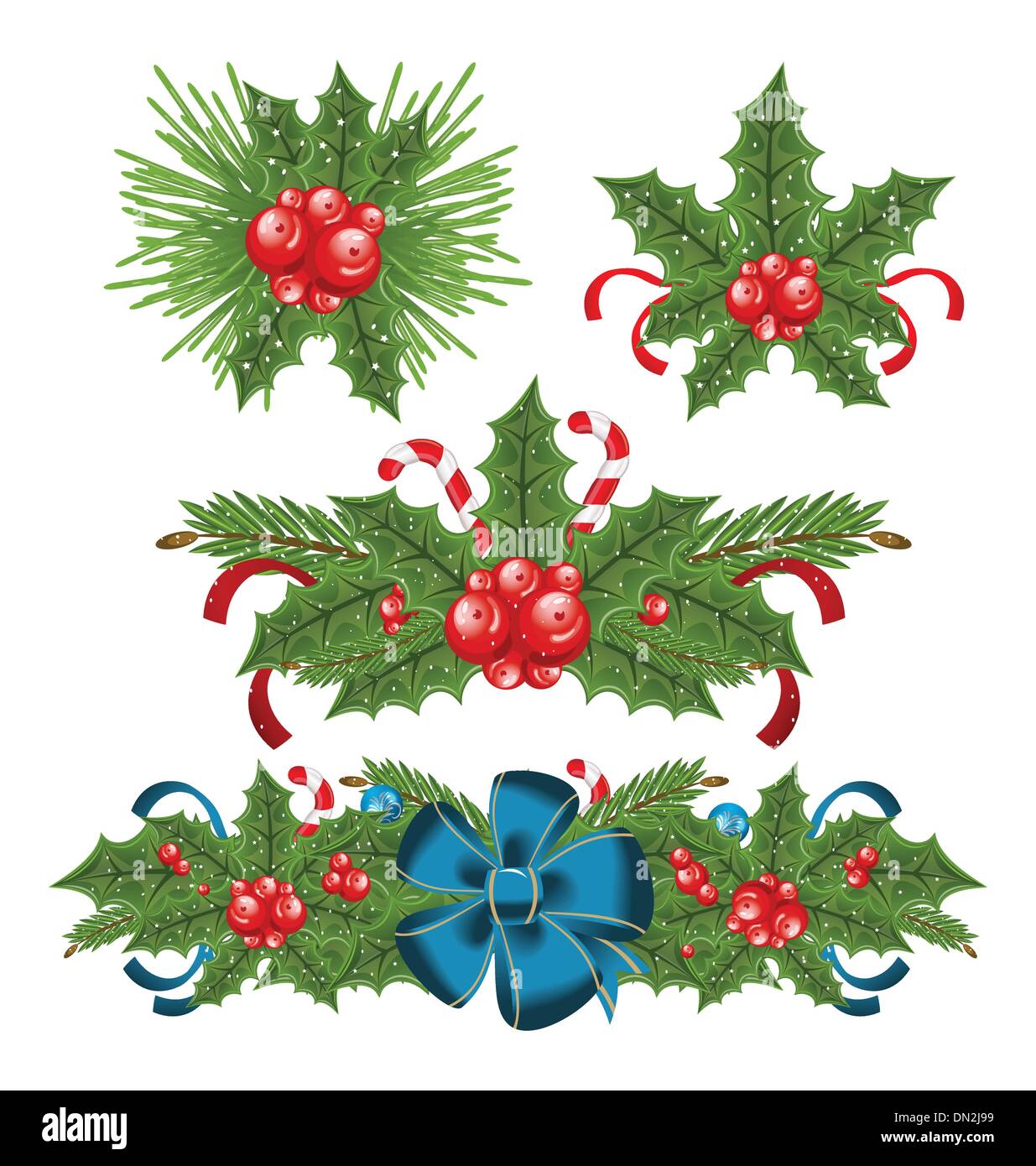 Set holly berry sprigs for christmas decorations Stock Vector Image ...