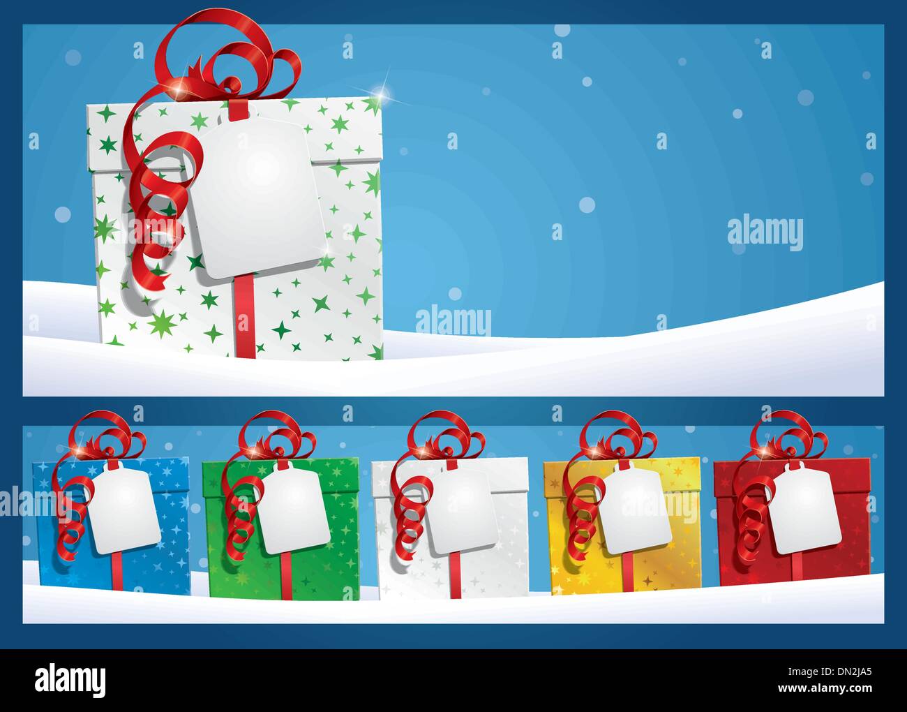 Winter Background - Gift with Label Stock Vector