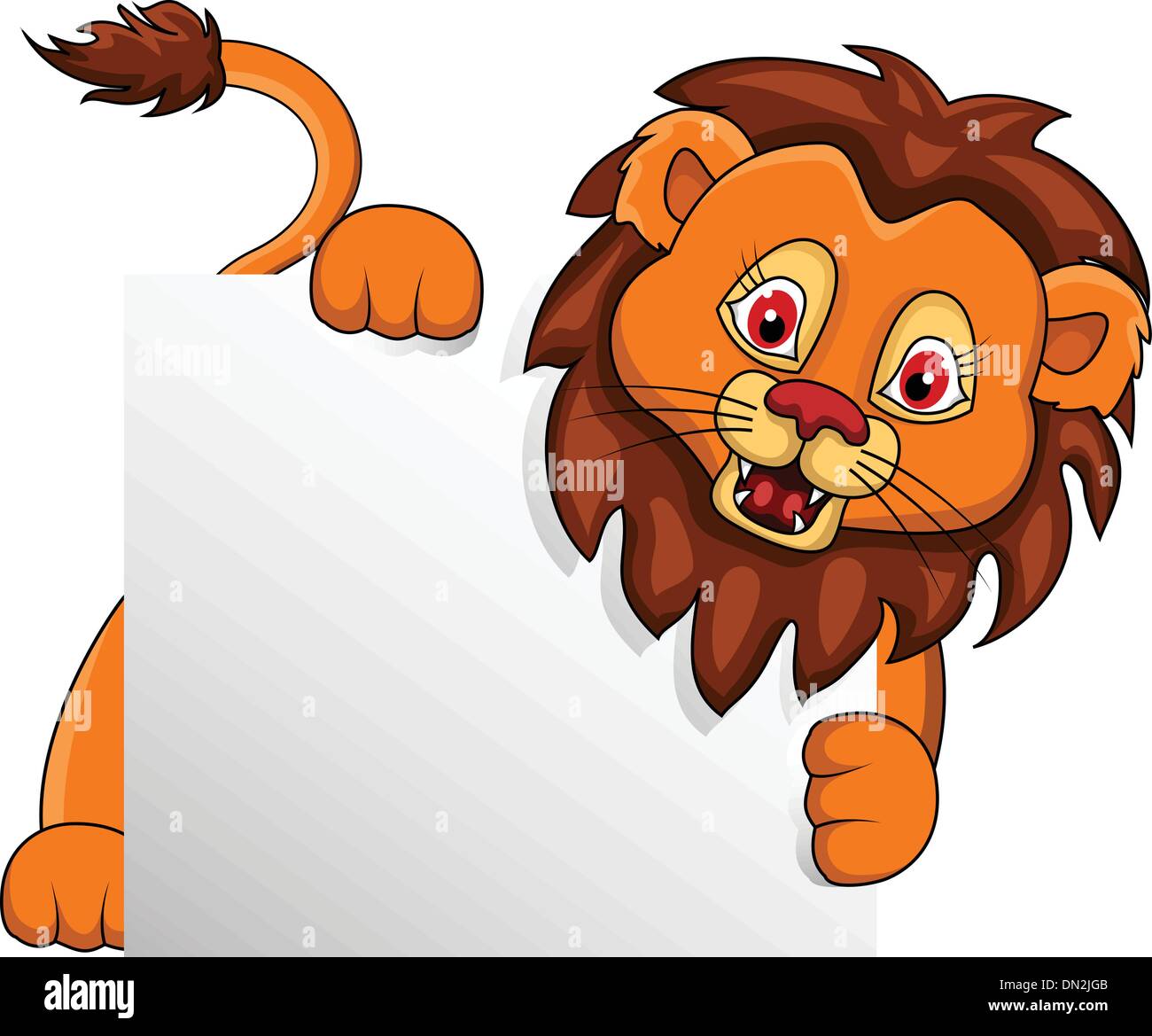 Lion Sign Cartoon funny Lion cartoon with blank sign Stock Vector Image & Art - Alamy