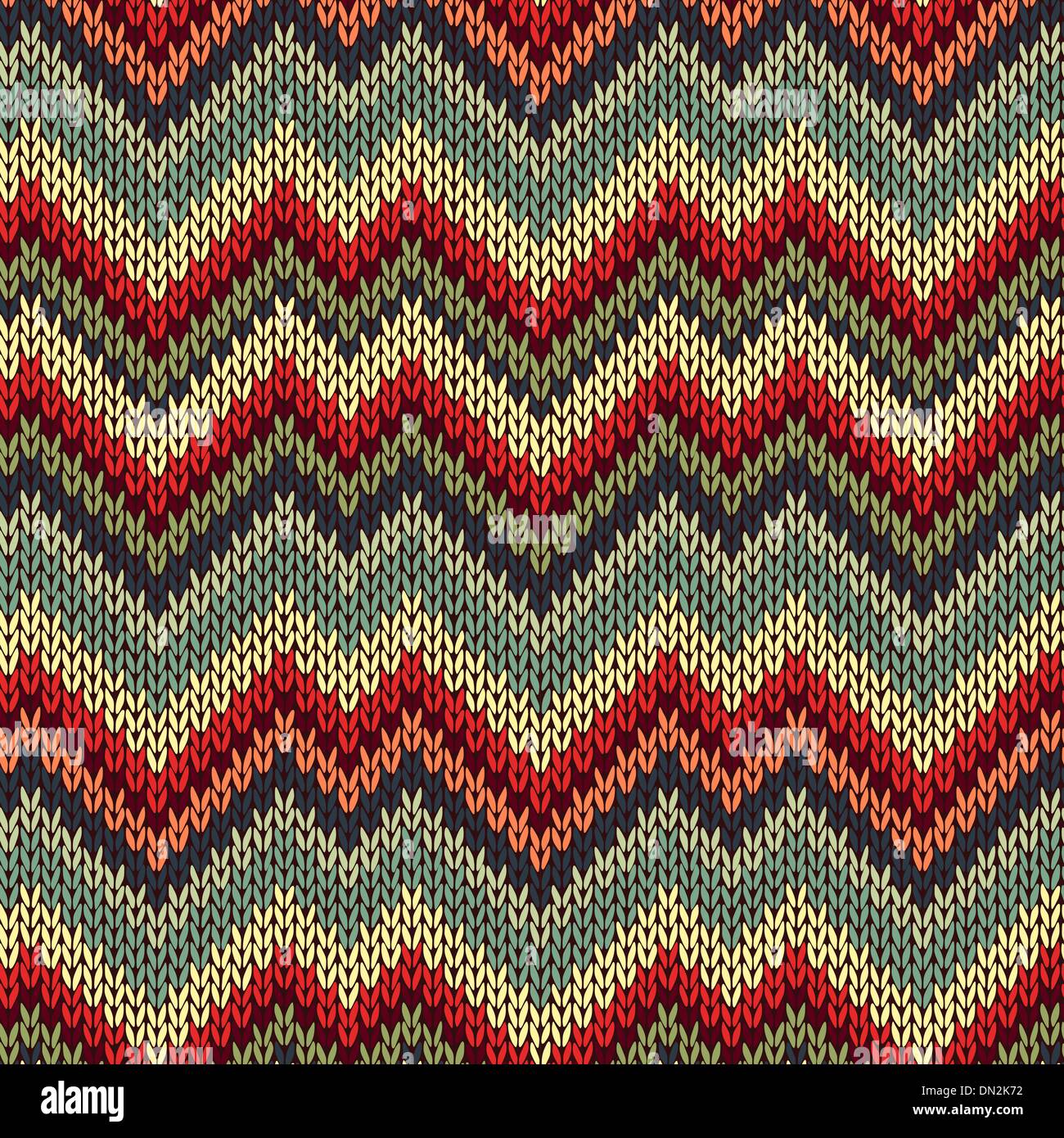 Style Seamless Knitted Pattern. Red Blue Brown Yellow Orange Gre Stock Vector