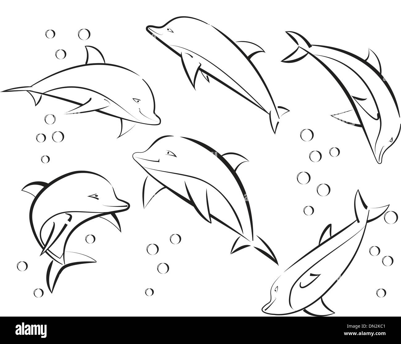 cheerful sea dolphins Stock Vector